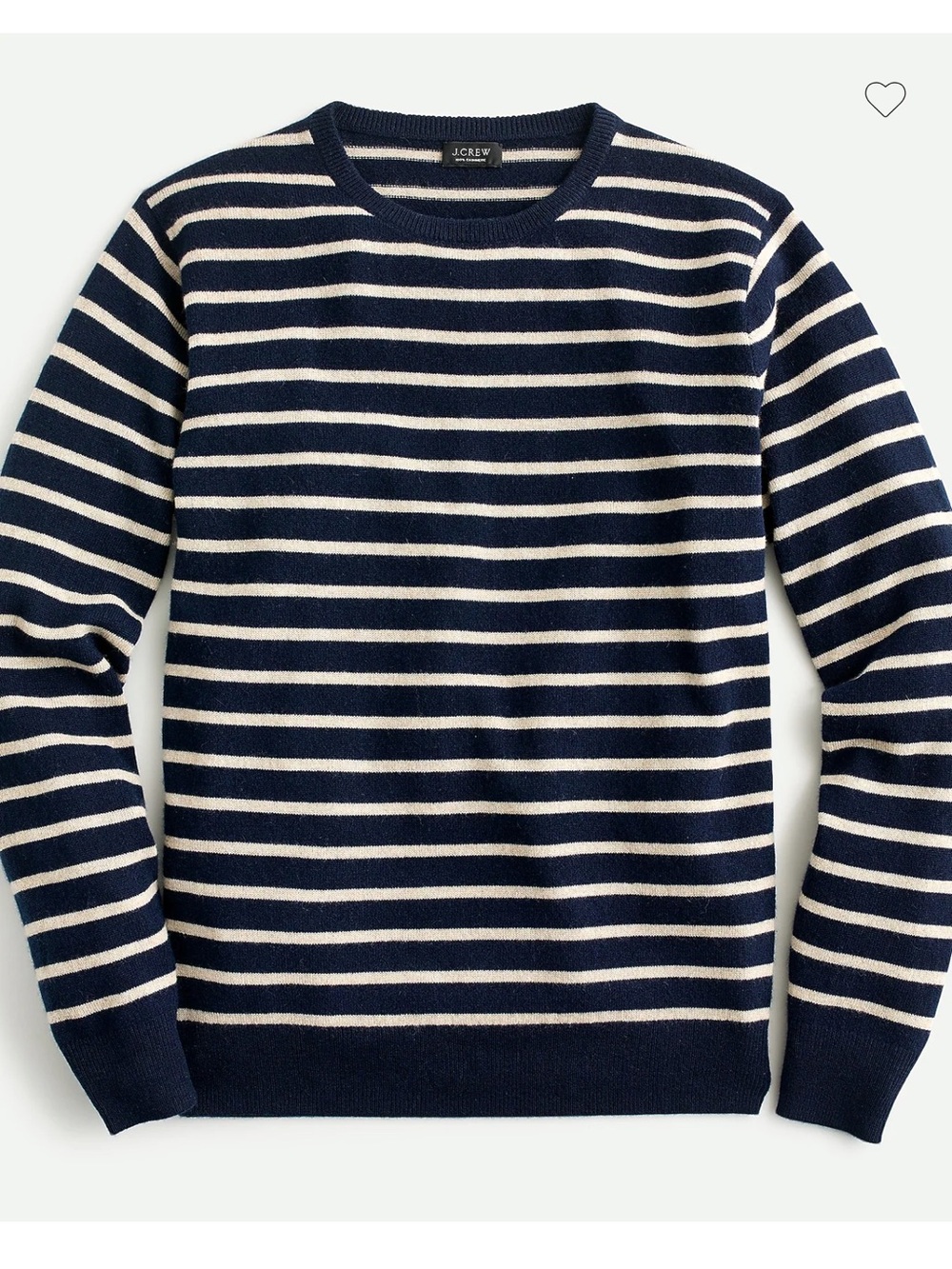 Men’s jcrew 100% Cashmere crewneck sweater in stripe Navy Blue Cream size M